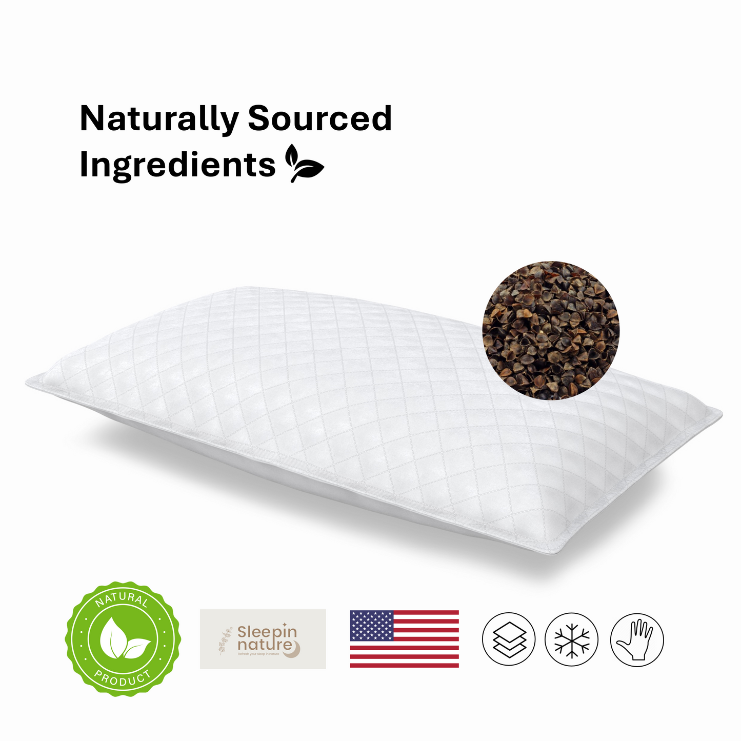 Bundle: All-Natural Buckwheat Pillow + Pillow Case