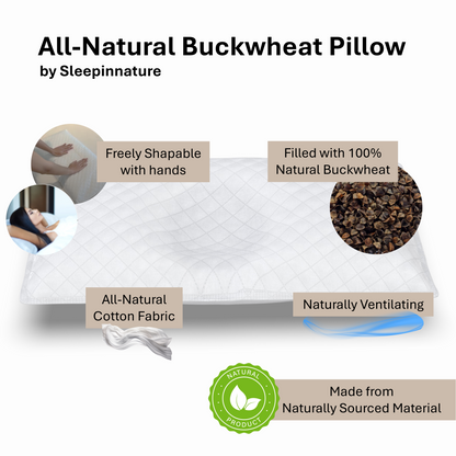 Bundle: All-Natural Buckwheat Pillow + Pillow Case